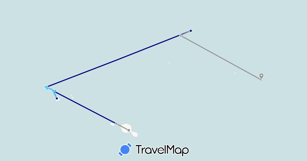 TravelMap itinerary: driving, plane, boat in French Polynesia (Oceania)